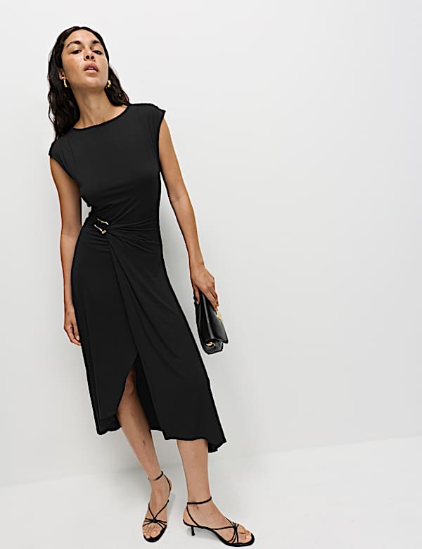 Jersey Twist Front Midaxi Dress