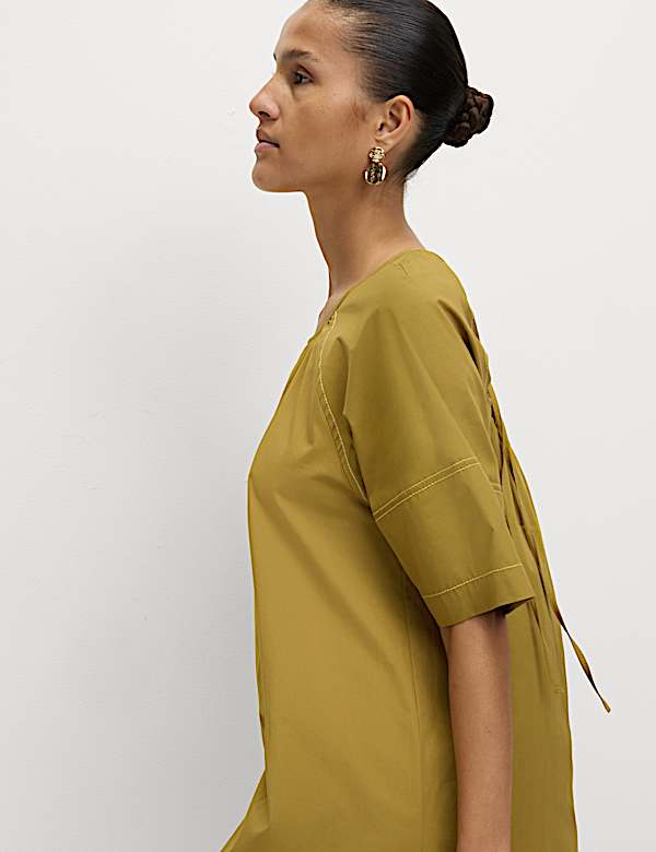 שמלת מיני רב-עונתית בגזרה נינוחה מכותנה טהורה - IL