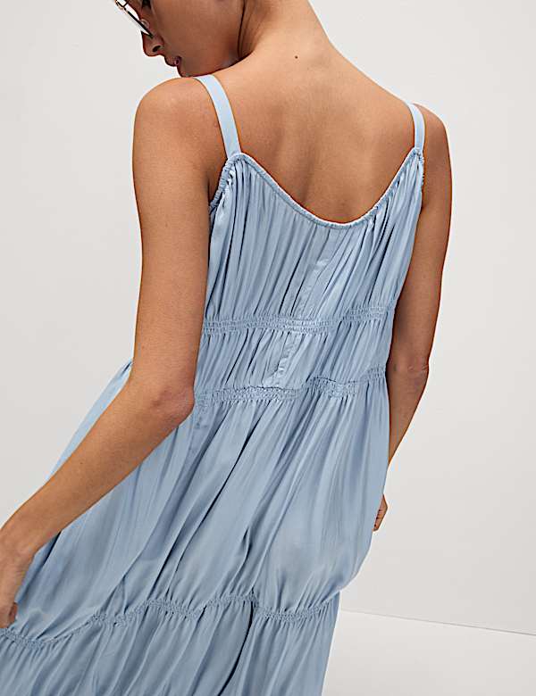 Pintuck Maxi Relaxed Tiered Cami Dress - JE