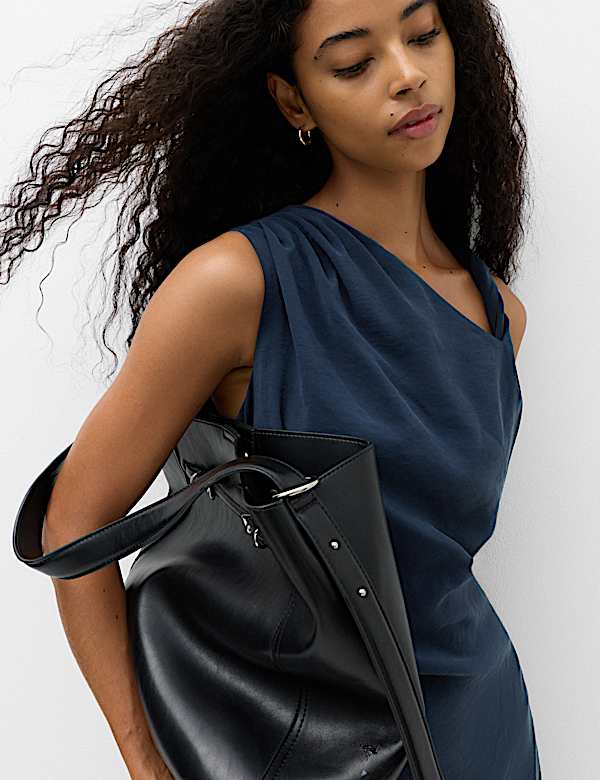 Asymmetric Neck Midi Waisted Dress - KG