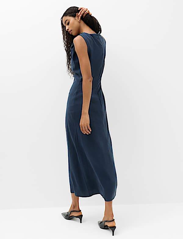 Asymmetric Neck Midi Waisted Dress - KG