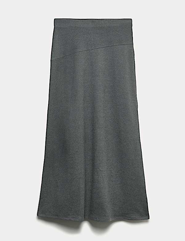 Jersey Seam Detail Midi A-Line Skirt - JO
