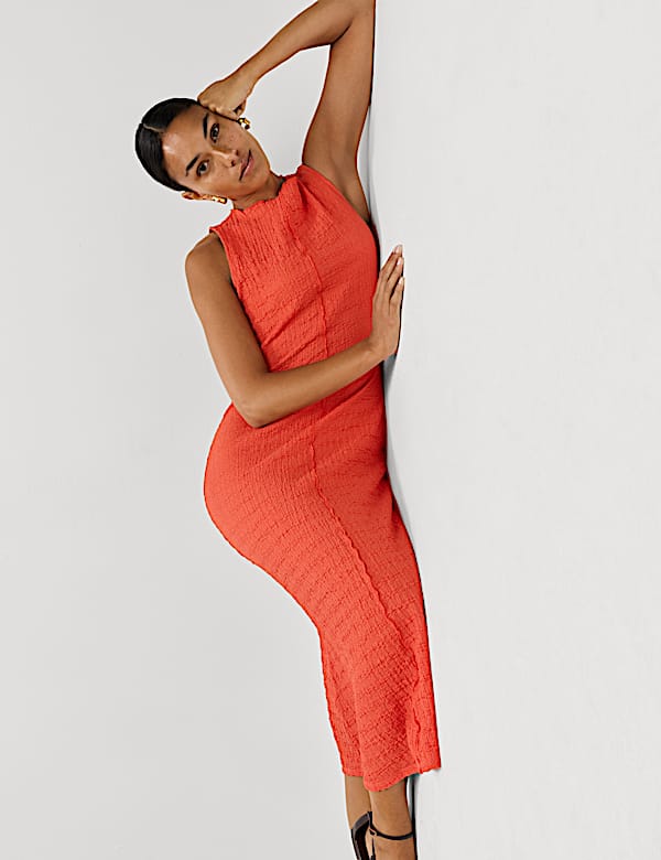 Jersey Textured Midi Column Dress - LV