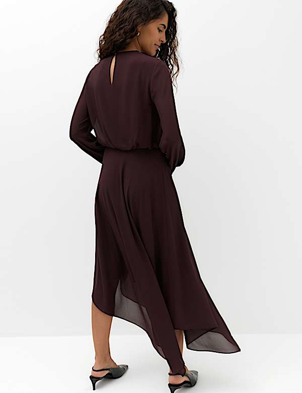 Chiffon Tie Neck Maxi Waisted Dress - AU