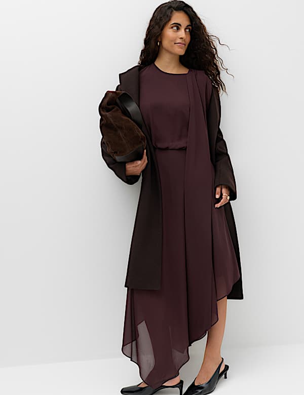 Chiffon Tie Neck Maxi Waisted Dress - AU