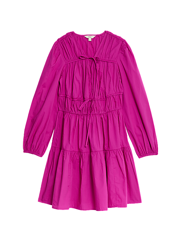 Pure Cotton V-Neck Mini Waisted Dress