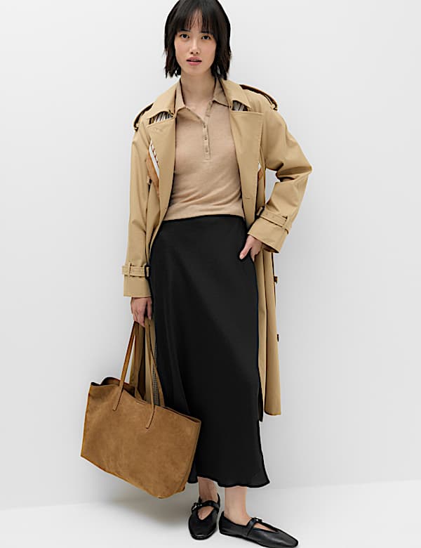 Satin Midi Slip Skirt - KR