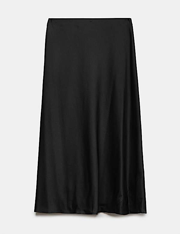 Satin Midi Slip Skirt - KR