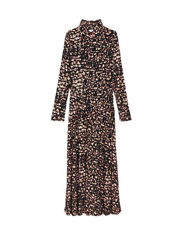 Mesh Jersey Printed Midi Column Dress