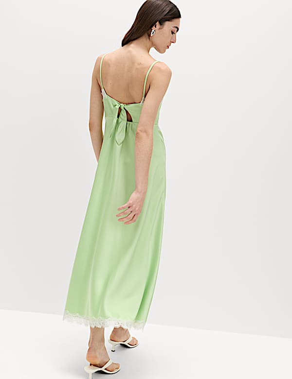 Satin V-Neck Midaxi Slip Dress - JE