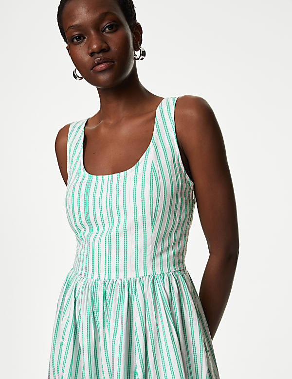 Pure Cotton Striped Midi Waisted Cami Dress - CH