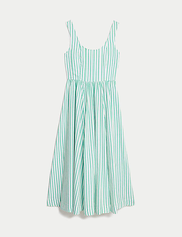 Pure Cotton Striped Midi Waisted Cami Dress - CH
