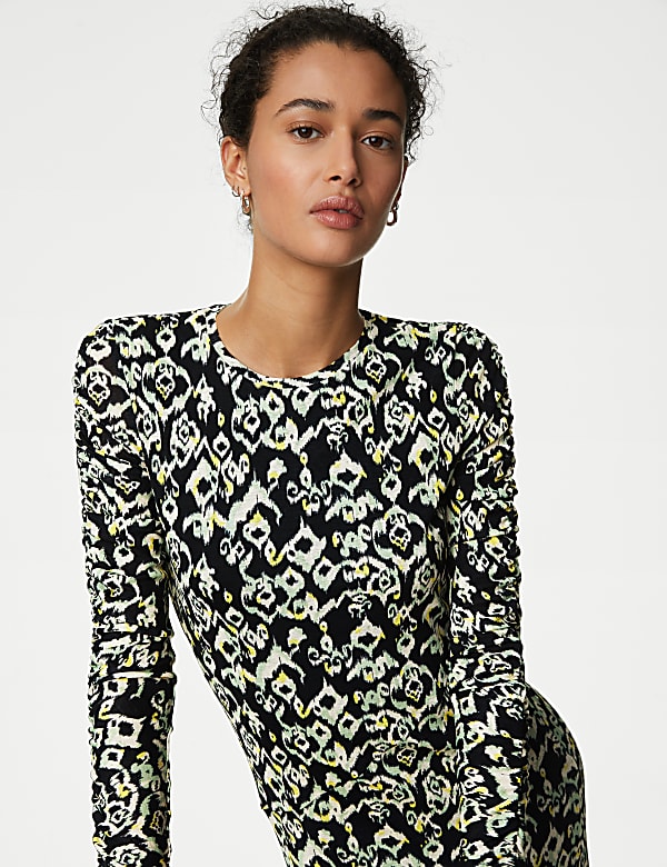 printed mesh jersey midi dress KAREN MILLEN Abstract Printed Mesh Jersey One Shoulder Midi Dress