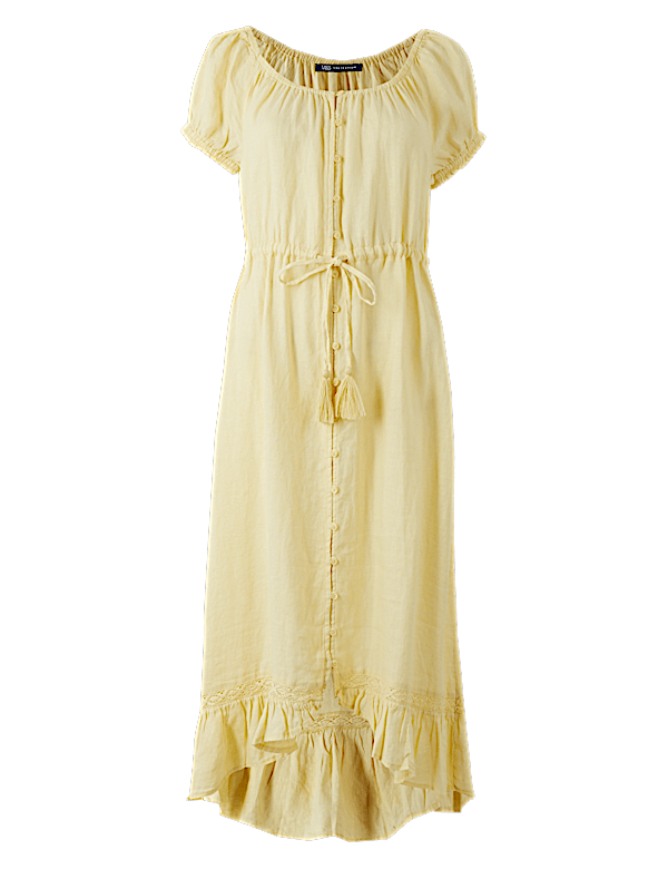 Pure Linen Waisted Midi Dress