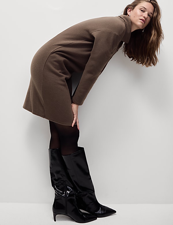 Jersey Funnel Neck Mini Jumper Dress MOLE Dresses M S ES