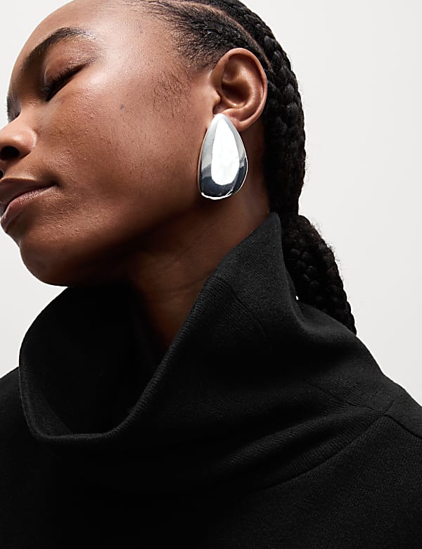 שמלת סריג באורך מיני ומבד ג'רסי עם צווארון נשפך - IL