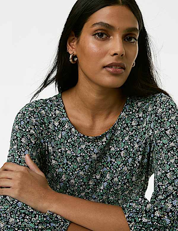 Jersey Printed Midi Tea Dress - US