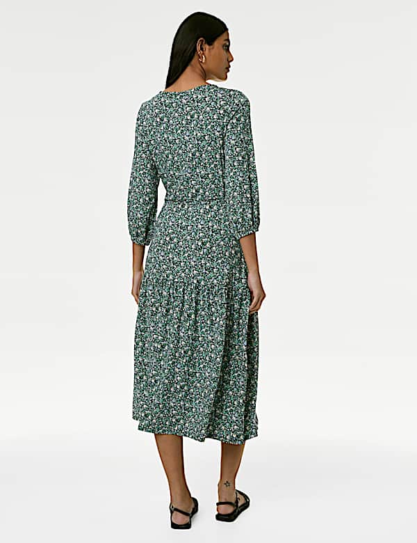Jersey Printed Midi Tea Dress - US