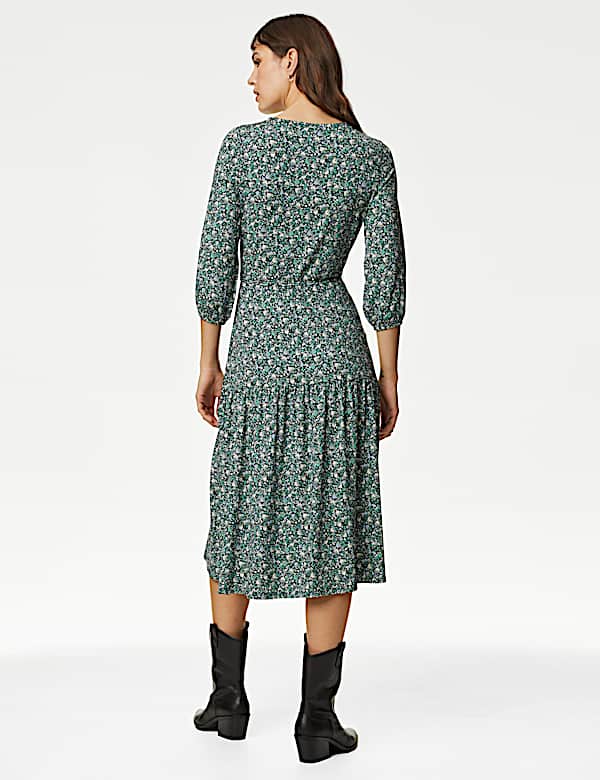 Jersey Printed Midi Tea Dress - US
