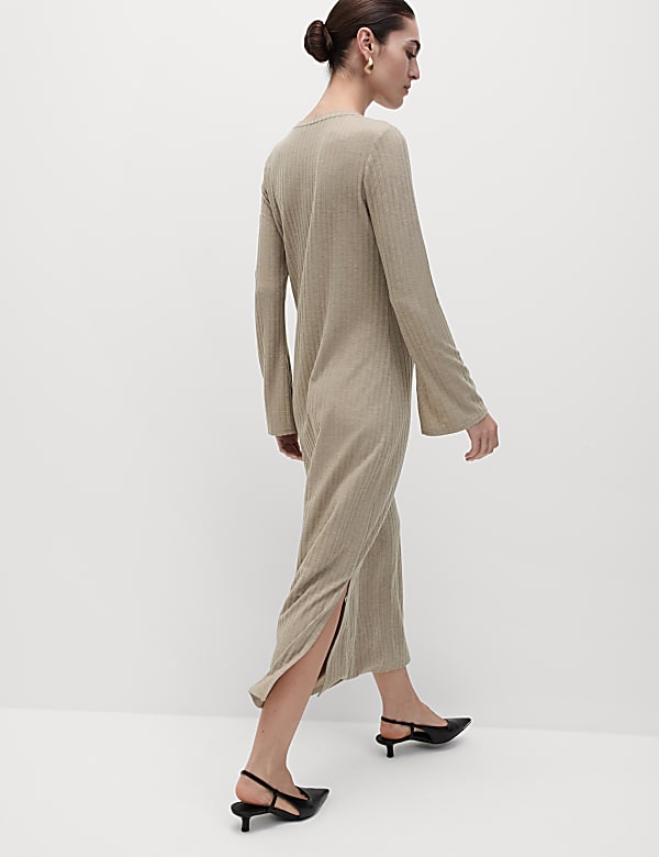 Round Neck Midi Column Dress - BE