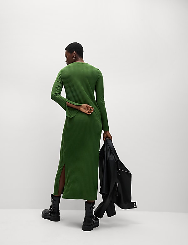 Round Neck Midi Column Dress - BE