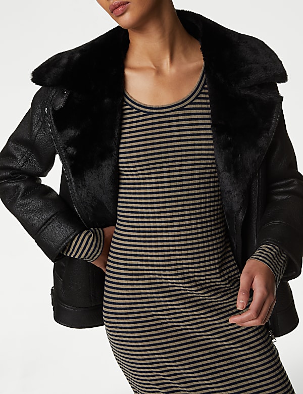 Striped Ribbed Midi Column Dress - CZ