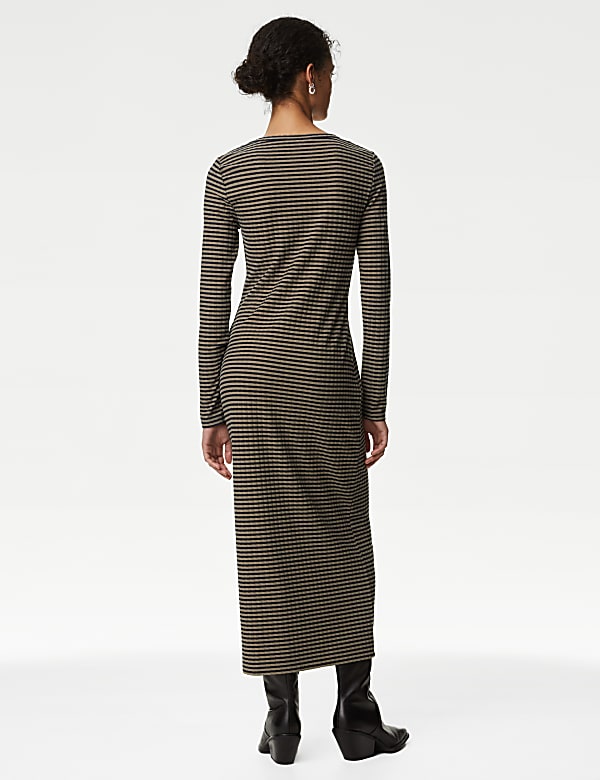 Striped Ribbed Midi Column Dress - CZ
