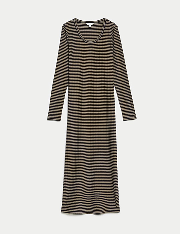 Striped Ribbed Midi Column Dress - CZ