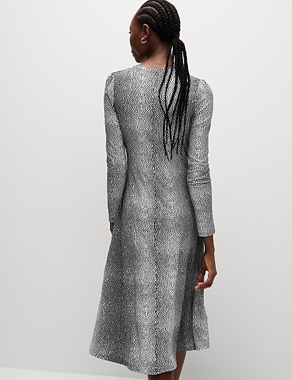 Jersey Printed Midi Column Dress