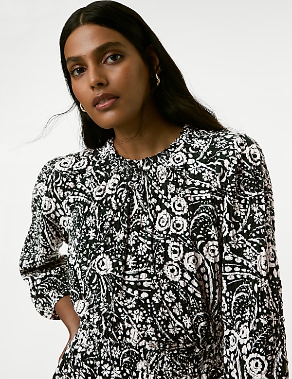 Cotton Rich Printed Midi Column Dress