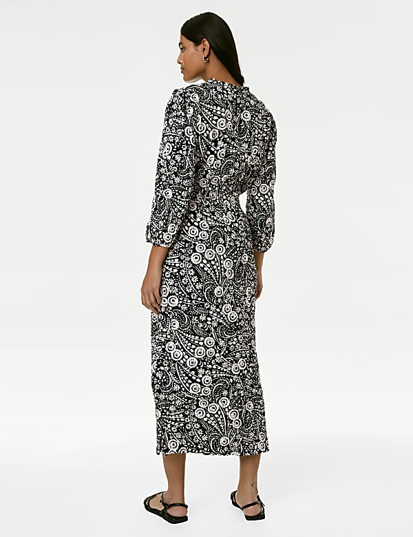 Cotton Rich Printed Midi Column Dress