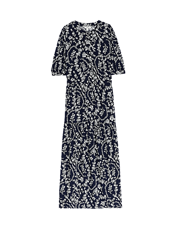 Floral Button Front Midi Tiered Dress