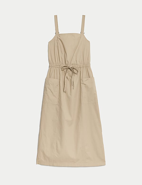 Pure Cotton Square Neck Relaxed Midi Slip Dress - BN