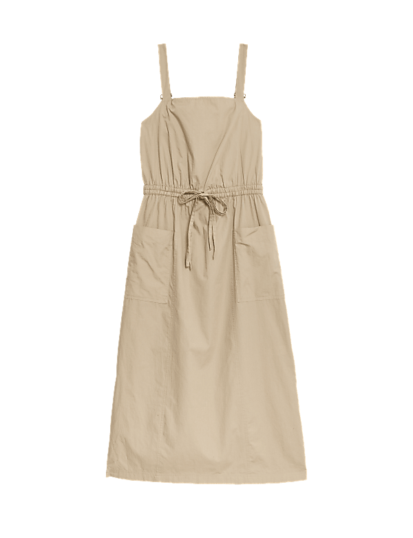 Pure Cotton Square Neck Relaxed Midi Slip Dress