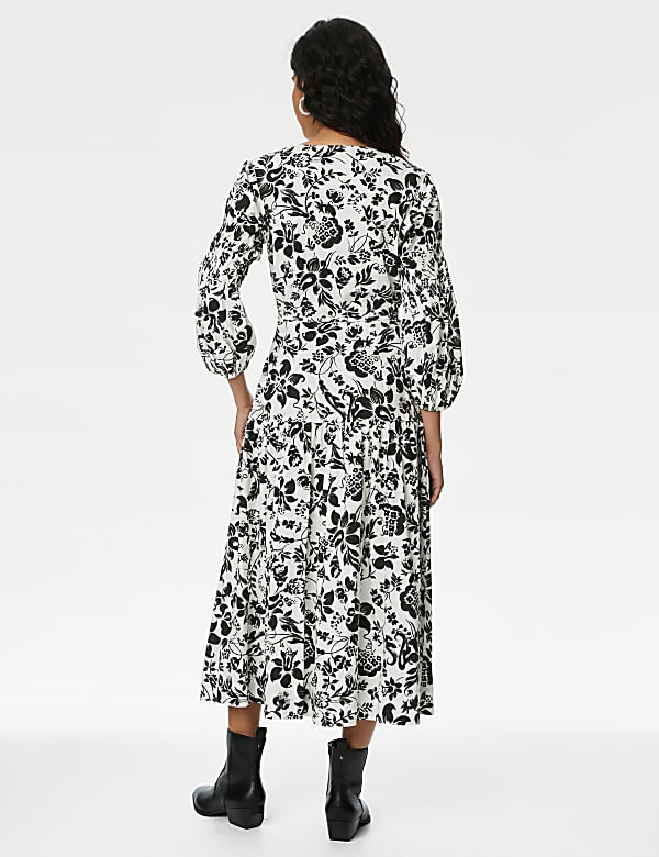 Floral V-Neck Midi Tiered Dress