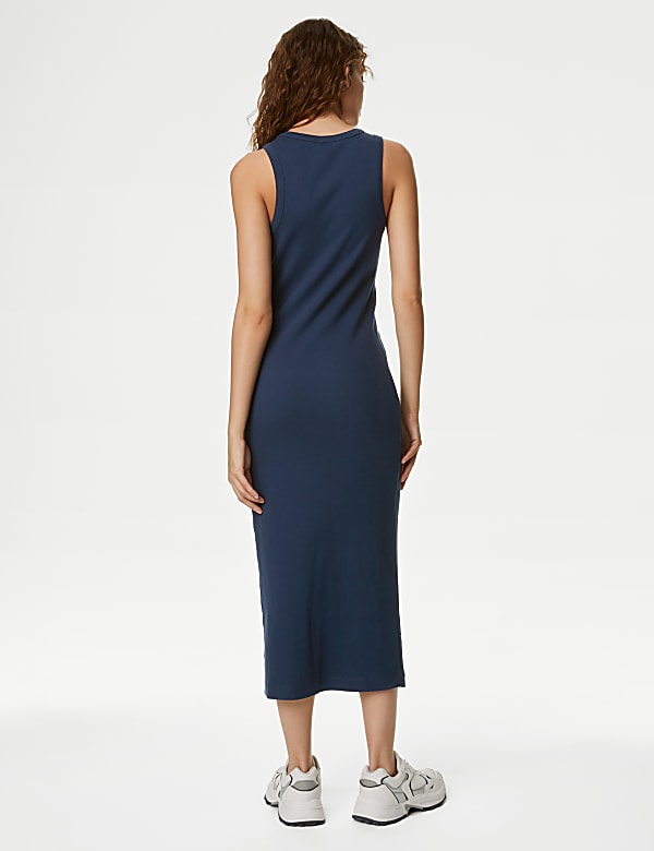 Cotton Rich Ribbed Midi Bodycon Dress
