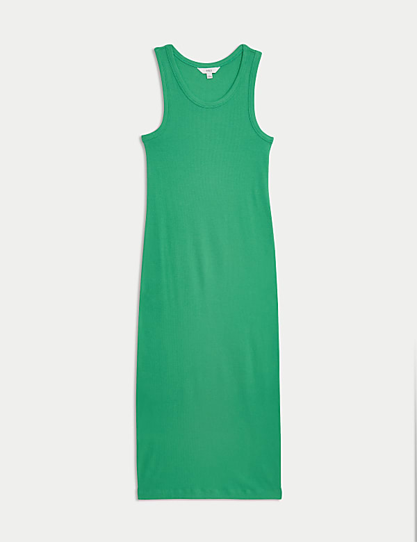 שמלה צמודה ארוגה באורך מידי מבד עשיר בכותנה - IL