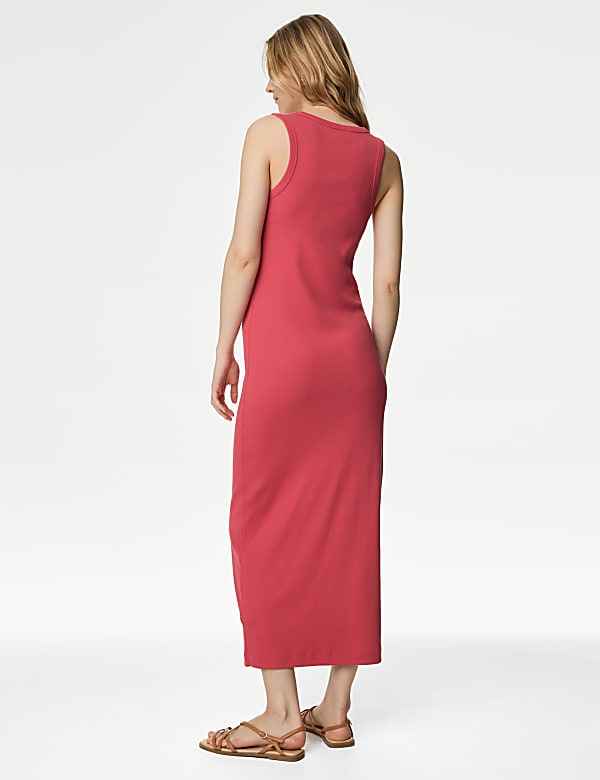 Cotton Rich Ribbed Midi Bodycon Dress