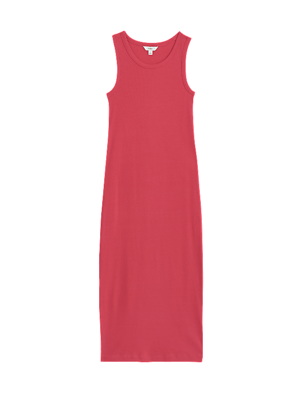 Cotton Rich Ribbed Midi Bodycon Dress