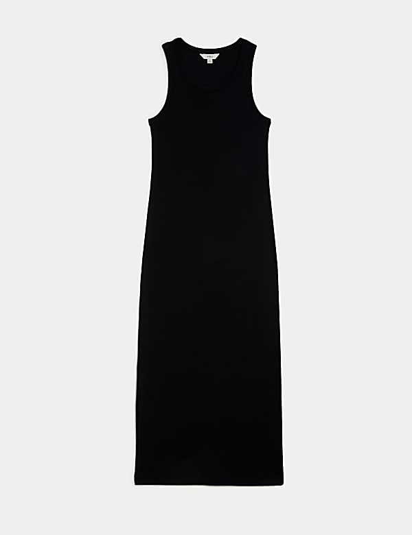 Geripptes Bodycon-Midikleid mit hohem Baumwollanteil - AT