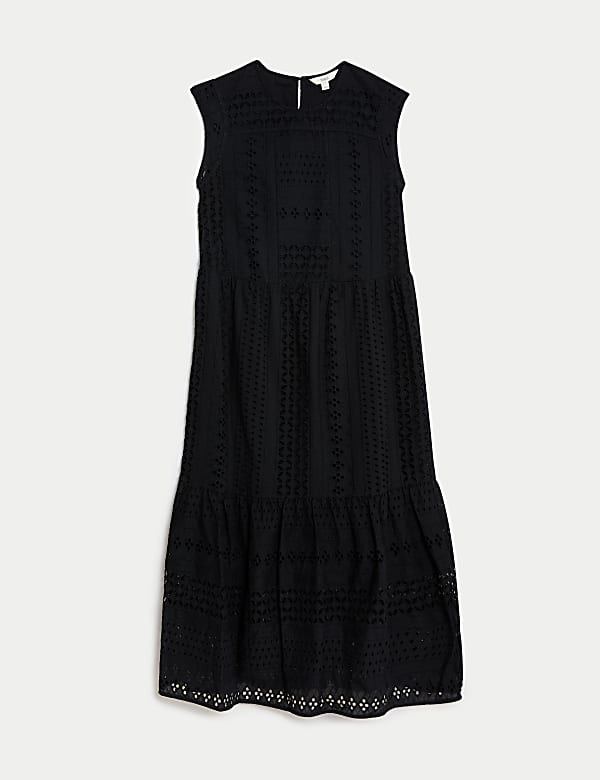 Pure Cotton Broderie Midi Tiered Dress - DE
