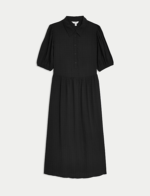 Gaun Kemeja Midi Motif Kotak-Kotak Kain Modal - ID