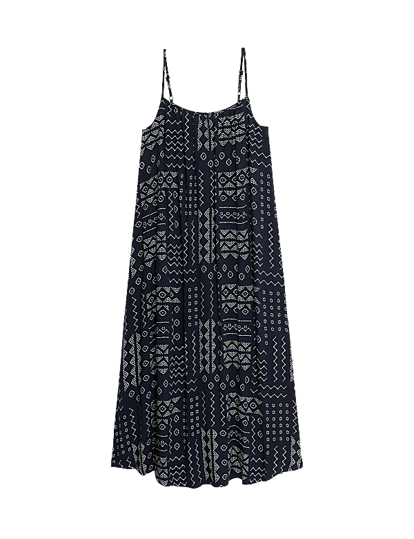 Printed Square Neck Midi Cami Slip Dress