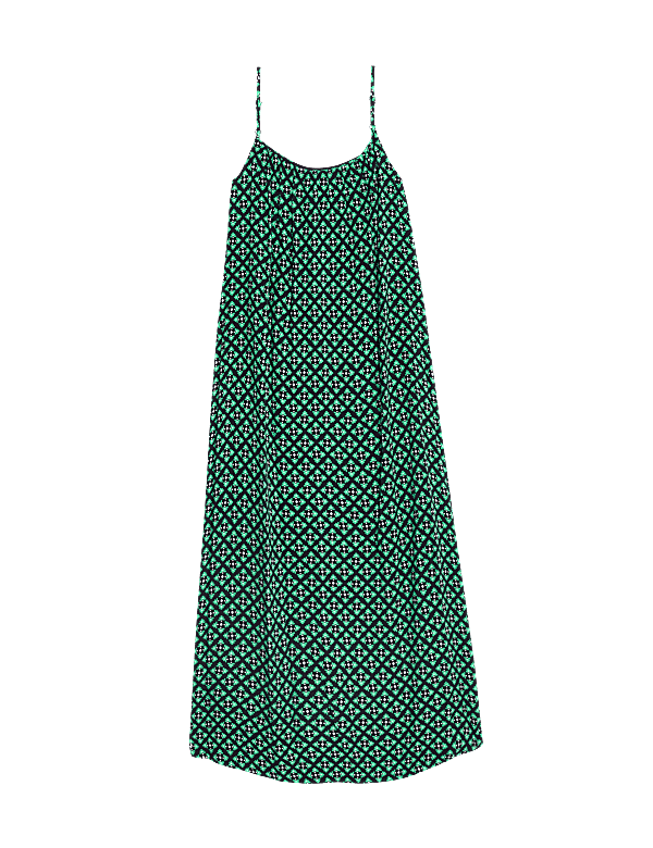 Printed Square Neck Midi Cami Slip Dress