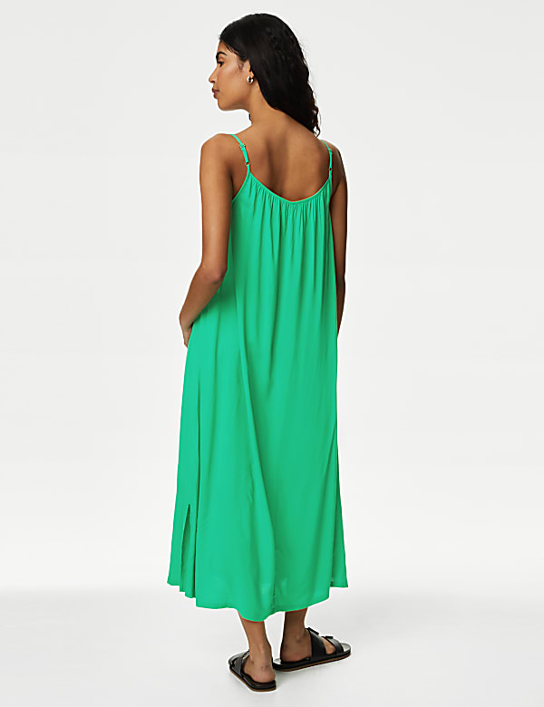 Square Neck Strappy Midi Cami Slip Dress