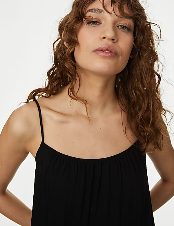 Square Neck Strappy Midi Cami Slip Dress