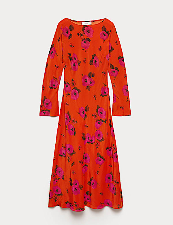Floral Round Neck Midaxi Column Dress - EE