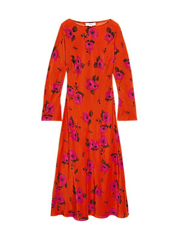 Floral Round Neck Midaxi Column Dress