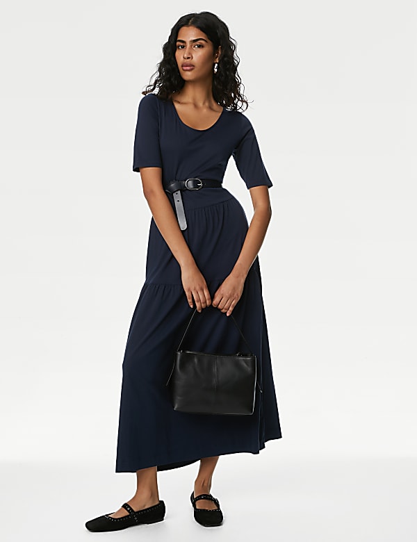 Jersey Midi Tiered Dress