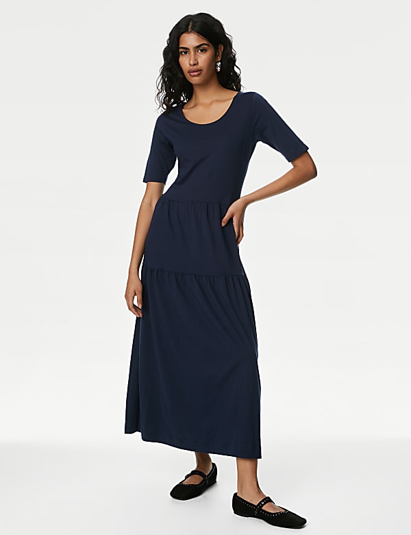 Jersey Midi Tiered Dress
